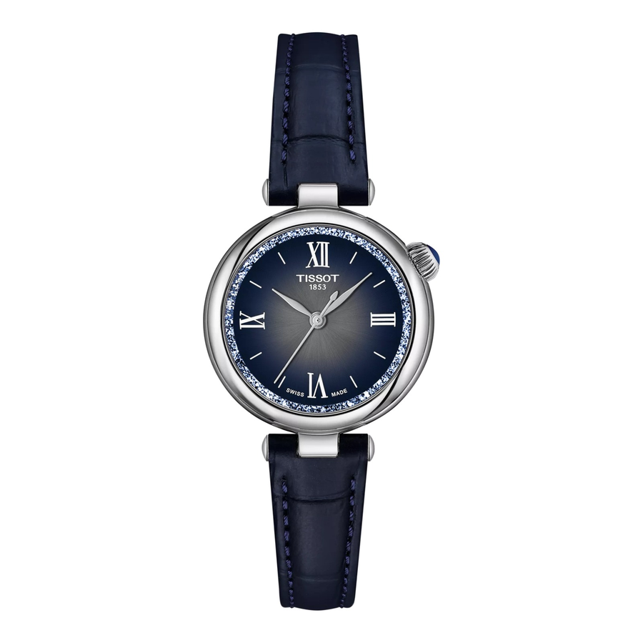 Tissot Desir 28mm T152.010.16.038.01 – Damenuhr Edelstahl mit blauem Zifferblatt und Lederarmband
