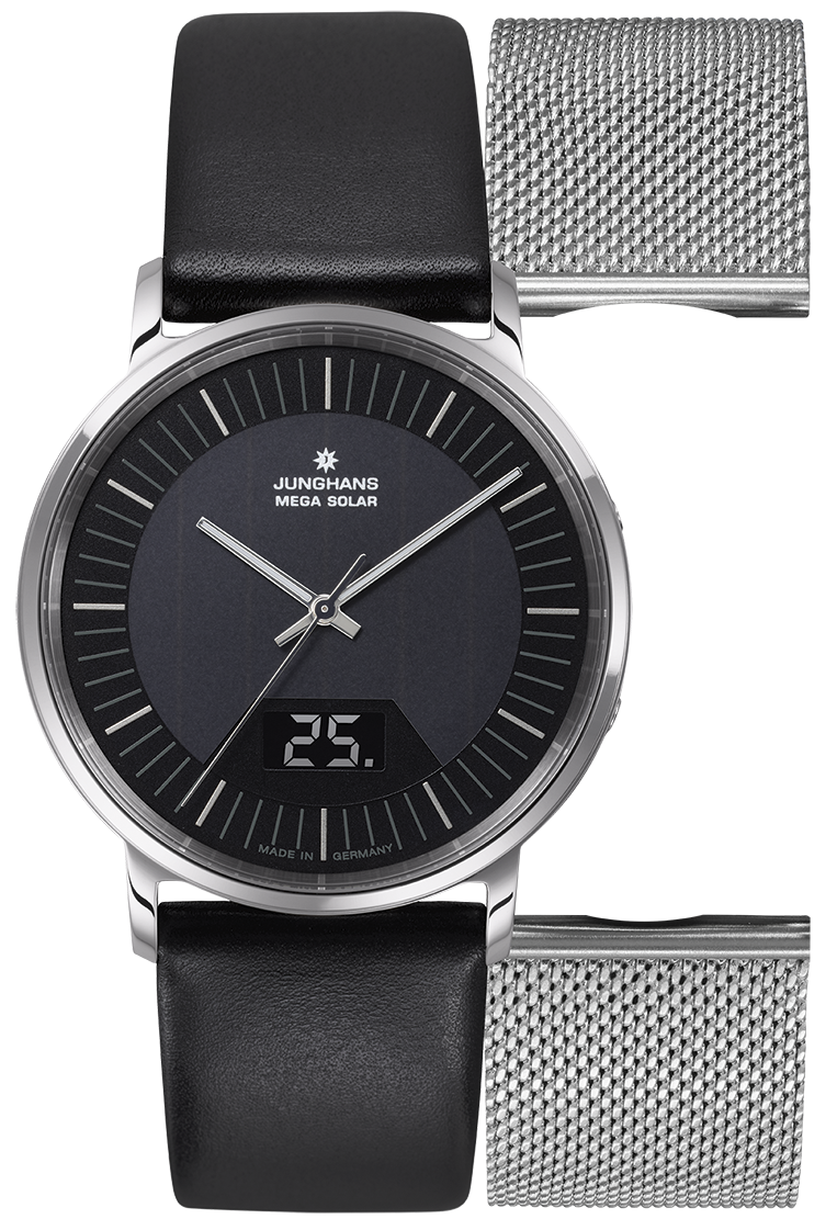 Junghans Milano Mega Solar 39,2mm 56/4220.00 - Lederband und Milanaiseband