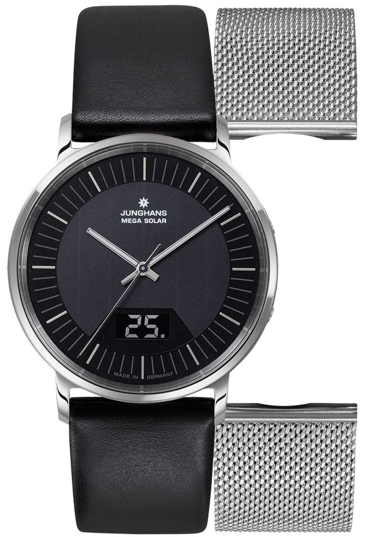 Junghans Milano Mega Solar 39,2mm 56/4220.00 - Lederband und Milanaiseband