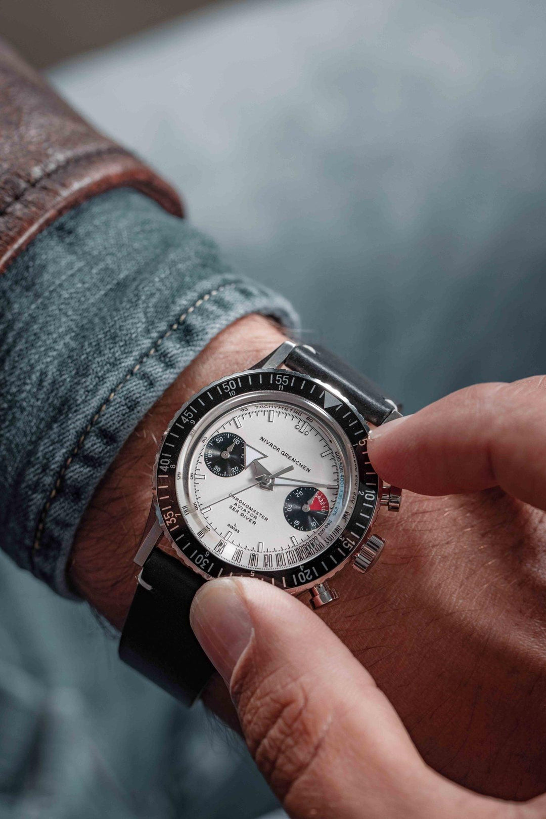 Nivada Grenchen Chronomaster White Panda Inter.Bezel Manual 86010WM – Ansicht 5