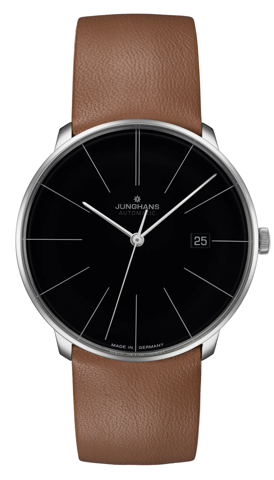 Junghans Meister fein Automatic 39,5mm 27/4154.00 - Zifferblatt Schwarz, Armband Leder
