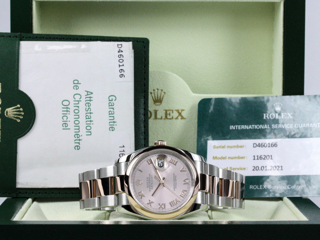 116201_RLX_Datejust_Bicolor_18k_Rosegold_Roman_Dial_Oysterband_D-Serie_FSet_LC100_0-scaled
