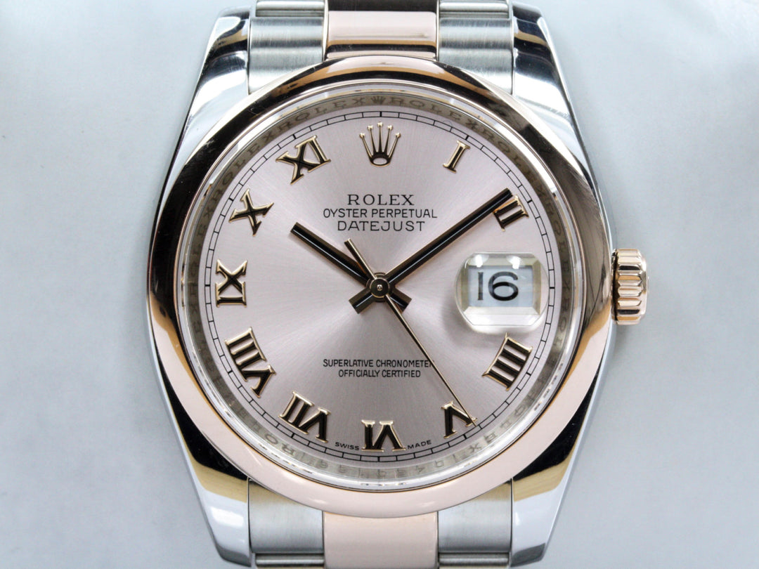 116201_RLX_Datejust_Bicolor_18k_Rosegold_Roman_Dial_Oysterband_D-Serie_FSet_LC100_1-scaled