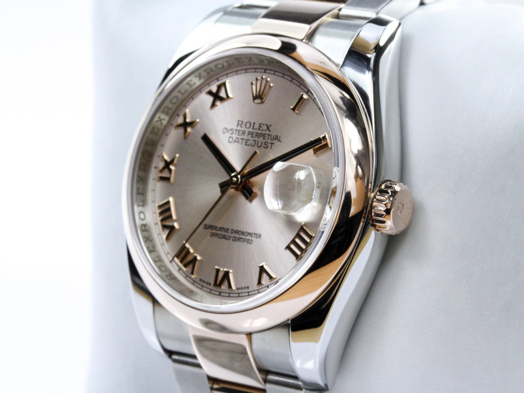 116201_RLX_Datejust_Bicolor_18k_Rosegold_Roman_Dial_Oysterband_D-Serie_FSet_LC100_2-1-scaled