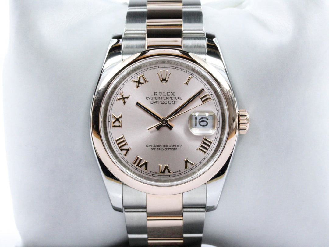 116201_RLX_Datejust_Bicolor_18k_Rosegold_Roman_Dial_Oysterband_D-Serie_FSet_LC100_4-1-scaled