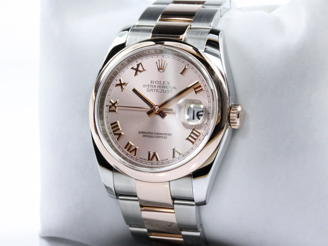 116201_RLX_Datejust_Bicolor_18k_Rosegold_Roman_Dial_Oysterband_D-Serie_FSet_LC100_5-1-scaled