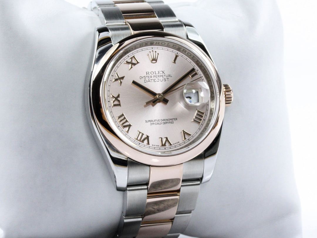 116201_RLX_Datejust_Bicolor_18k_Rosegold_Roman_Dial_Oysterband_D-Serie_FSet_LC100_6-1-scaled