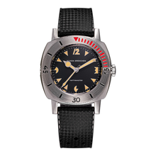 Nivada Grenchen Depthmaster Pacman 14105A – Herren-Taucheruhr Edelstahl 39 mm mit schwarzem Art-Déco-Zifferblatt