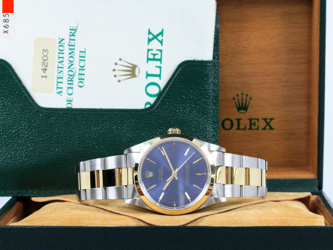 14203_RLX_Oyster_Perpetual_Bicolor_Blue_Dial_FSet_X-Serie_LC178_0-scaled