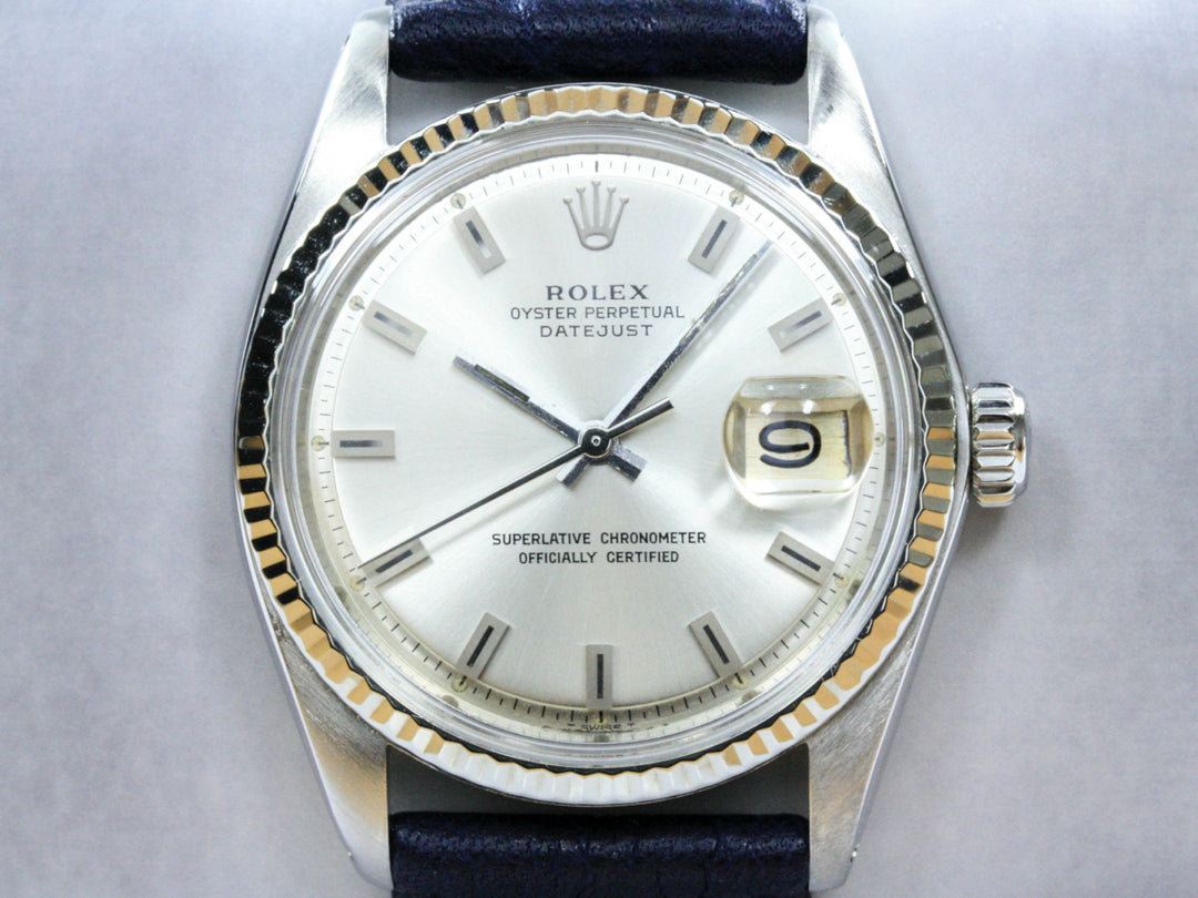 1601_RLX_Datejust_WGold_18k_Bezel_Silver_Dial_Year_1977_Leather_Strap_1-scaled